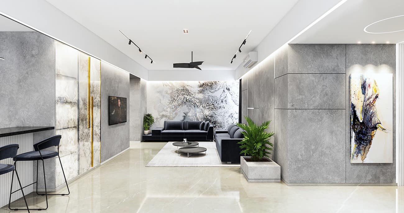 Interior Paint Concrete creates trendy walls in your apartment