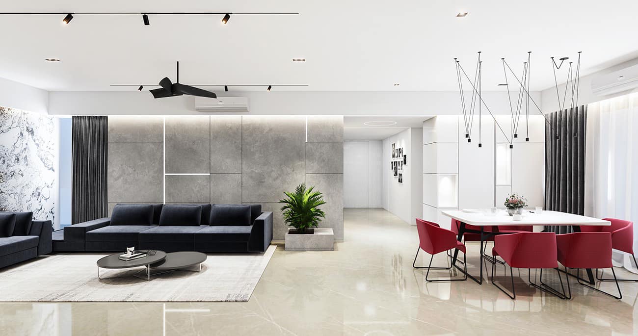 Interior Paint Concrete creates trendy walls in your apartment